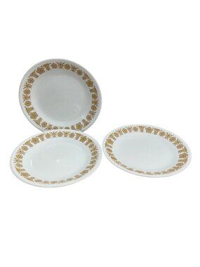 Vtg Corelle Butterfly Gold Dessert Salad Dinner Plates 7 In. Set 3 1970s Corning